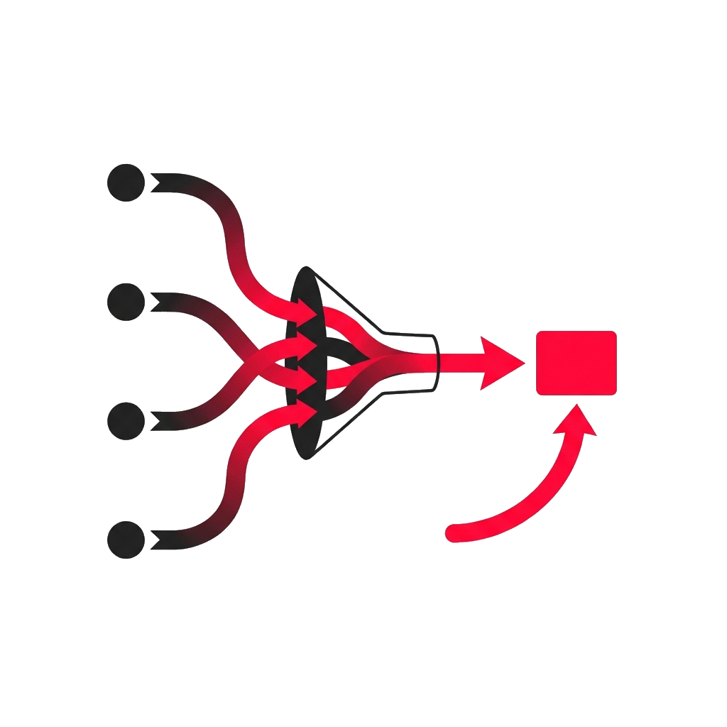 Signal flow: inputs → synthesis → priorities